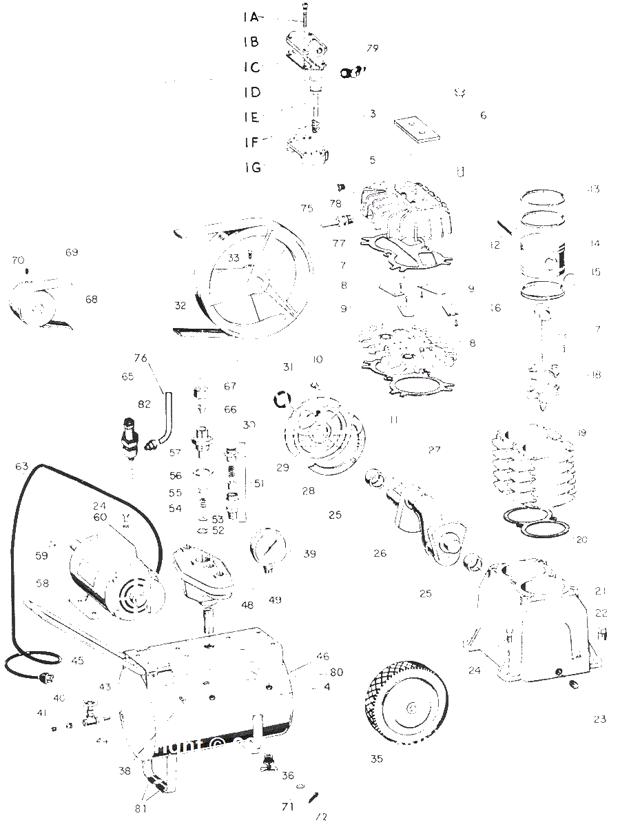 Air-Compressor Parts Diagram and Parts List for VT3012  Campbell Hausfeld Compressor